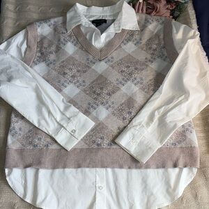 Rachel Zoe Layered Argyle Sweater - XL